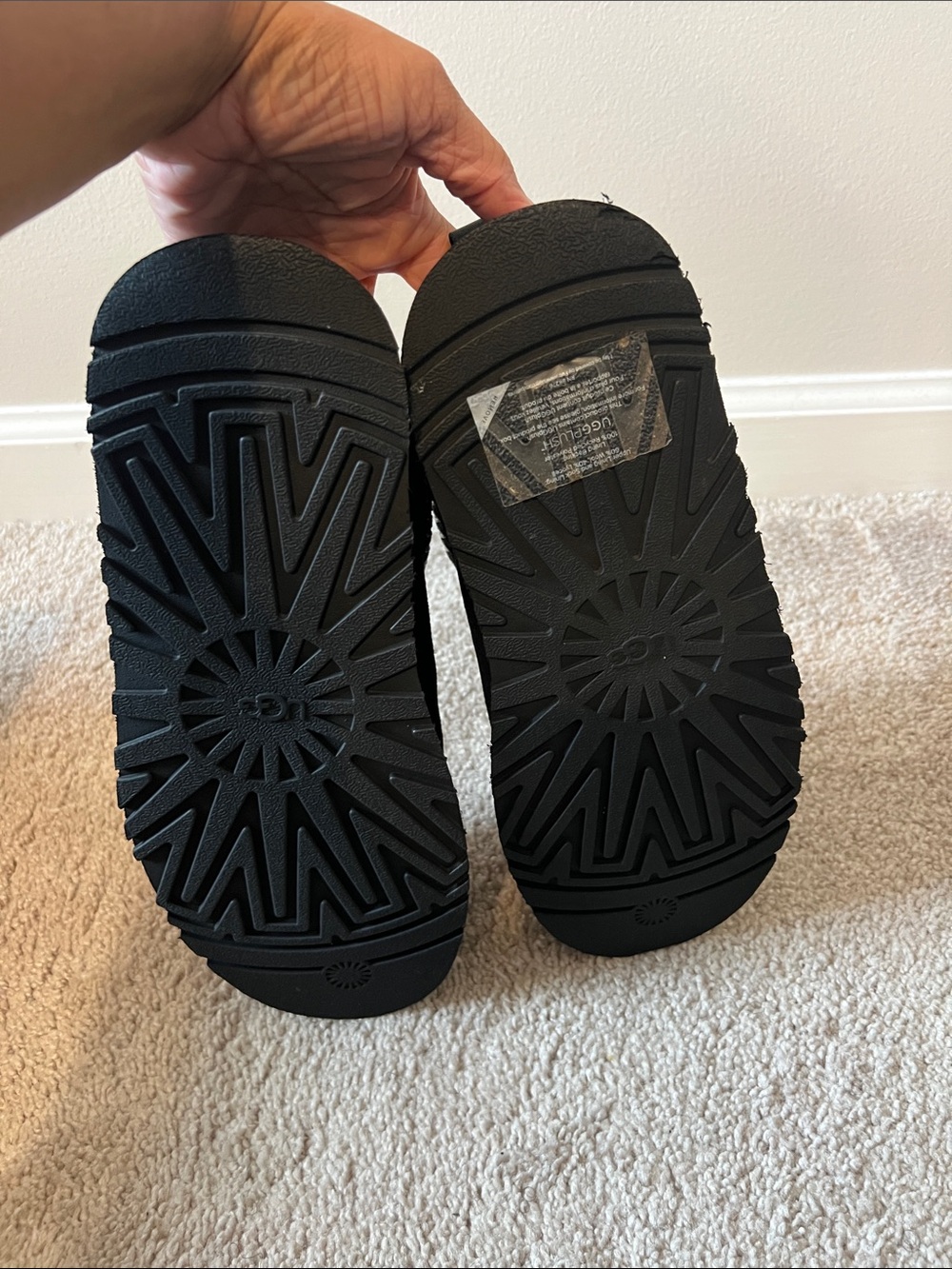 UGG Black Suede Platform Slip-On Clog with Contrast Trim - Picture 4 of 6